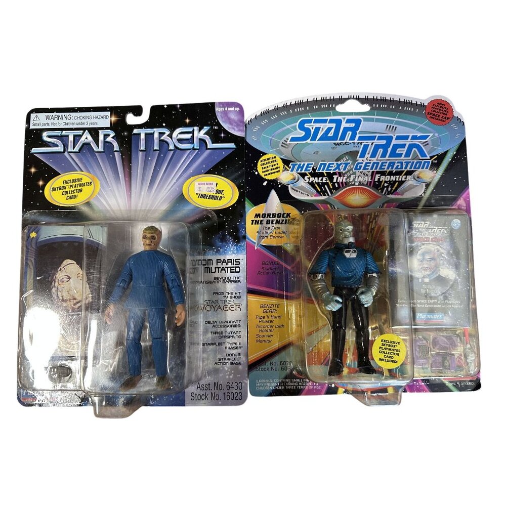 Star Trek Action Figures Tom Paris Mutated & Mordock The Benzite Pre-Owned 1990s